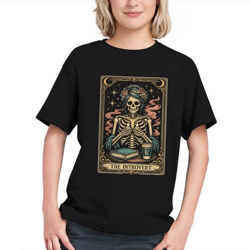 The Introvert Skeleton Tarot Card Coffee Book Lover Graphic Youth - Bookorys AU