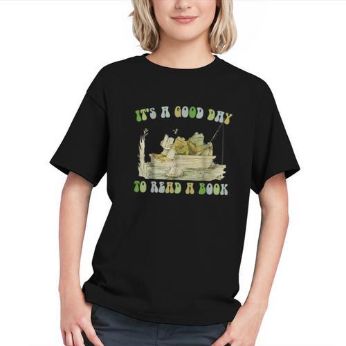 It's A Good Day To Read A Book Shirt Frog Reading Book Graphic Youth - Bookorys
