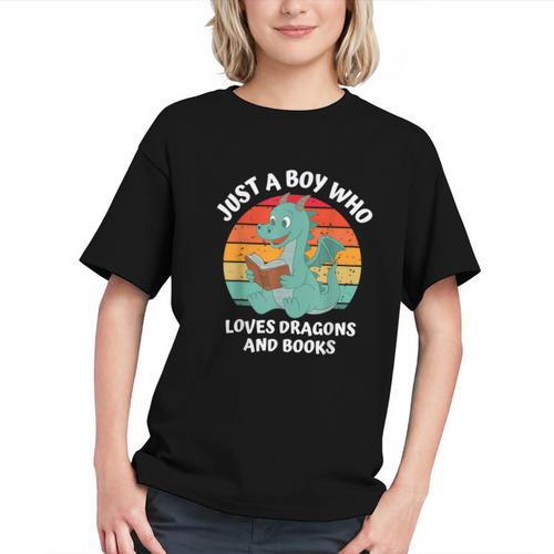 Just A Boy Who Loves Dragons And Books Kids Toddler Baby 5T Graphic Youth - Bookorys
