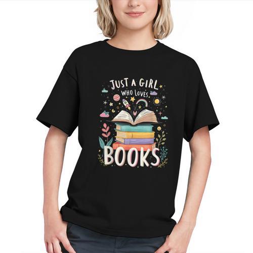 Just a Girl Who Loves Books Cute Book Lover Bookworm Graphic Youth - Bookorys