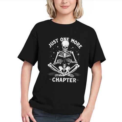 Just One More Chapter Skeleton Reading Bookworm Graphic Youth - Bookorys