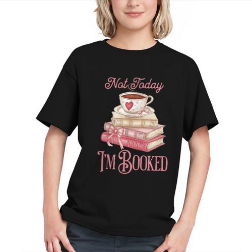 Not Today I'm Booked Book Lover Book Stack Coquette Bow Graphic Youth - Bookorys AU