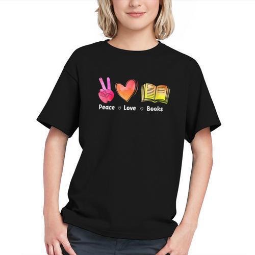 Peace Love Books Reader Librarian Library Book Graphic Youth - Bookorys