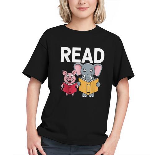 Pig Elephant Reading Cute Book Lover Bookworm Boys Girls Kid Graphic Youth - Bookorys DE
