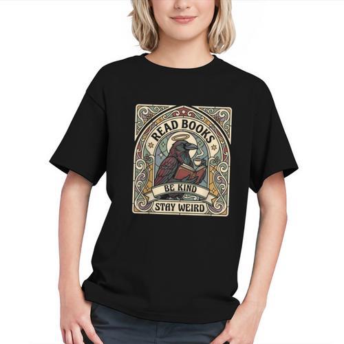 Read Books Be Kind Stay Weird Raven Tarot Reading Coffee Graphic Youth - Bookorys
