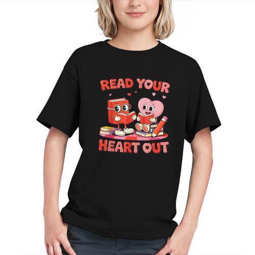 Read Your Heart Out Valentine Reading Book Girl Kid Teacher Graphic Youth - Bookorys CA