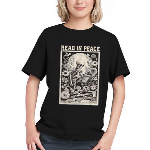 Read In Peace Skeleton Book Lover Bookworm Book Graphic Youth - Bookorys DE