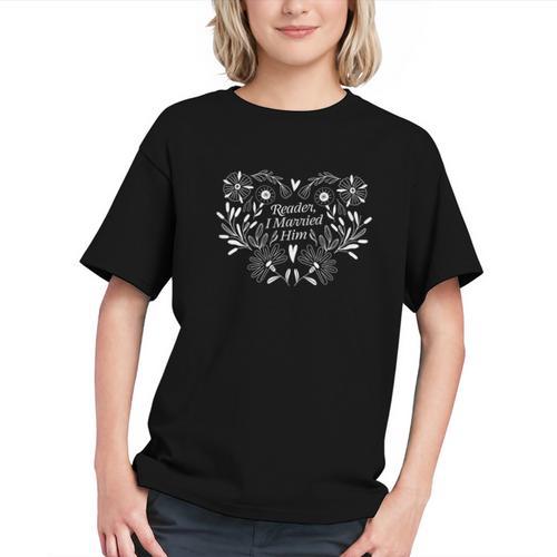 Reader I Married Him Romance Book Lover Reading Graphic Youth - Bookorys CA