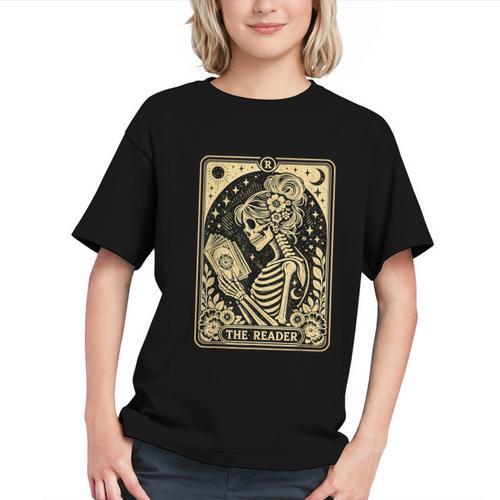 The Reader Tarot Card Book Lover Skeleton Reading Book Graphic Youth - Bookorys