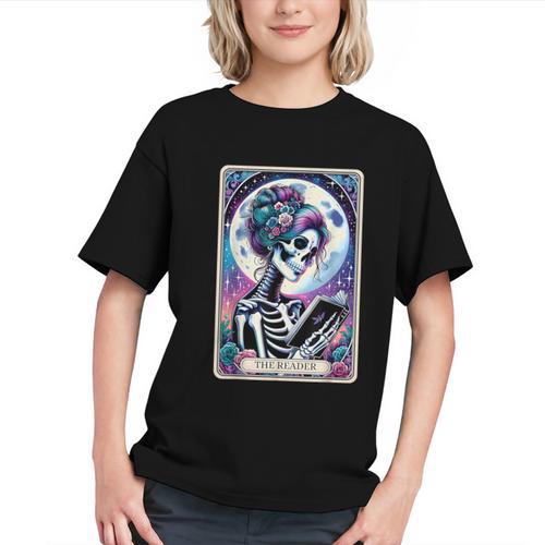 The Reader Tarot Card Reading Skeleton Skull Book Lover Graphic Youth - Bookorys DE