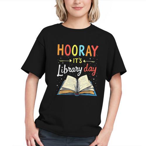 Reading Books Bibliophile Hooray It's Library Day Graphic Youth - Bookorys