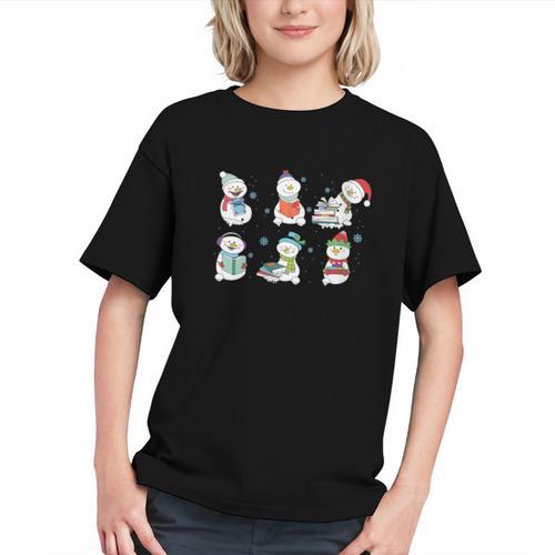 Reading Snowman Christmas Book Lovers Bookworm Librarian Graphic Youth - Bookorys