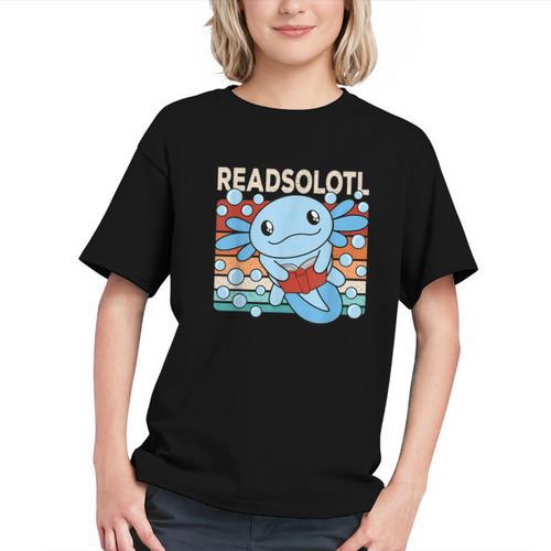 Readsolotl Blue Kawaii Axolotl Book Lover Reading Retro Graphic Youth - Bookorys