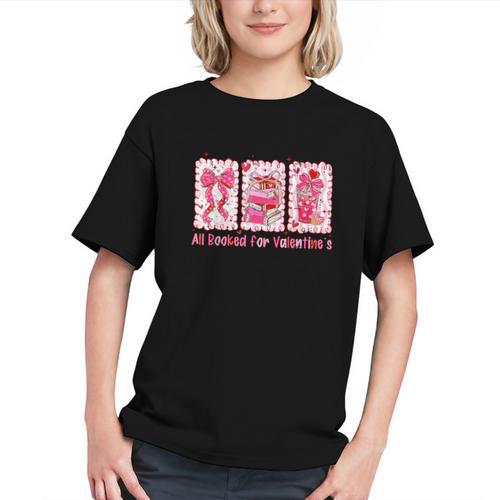 Retro Coquette Bow All Booked For Valentines Book Lover Cute Graphic Youth - Bookorys