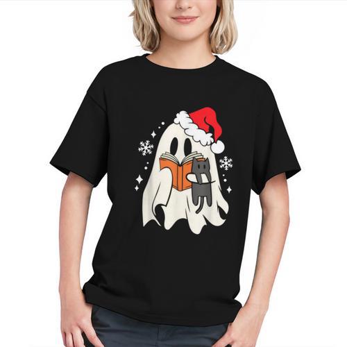 Retro Ghost Reading Book With Cat Bookish Club Christmas Men Women Kids Graphic Youth - Bookorys AU