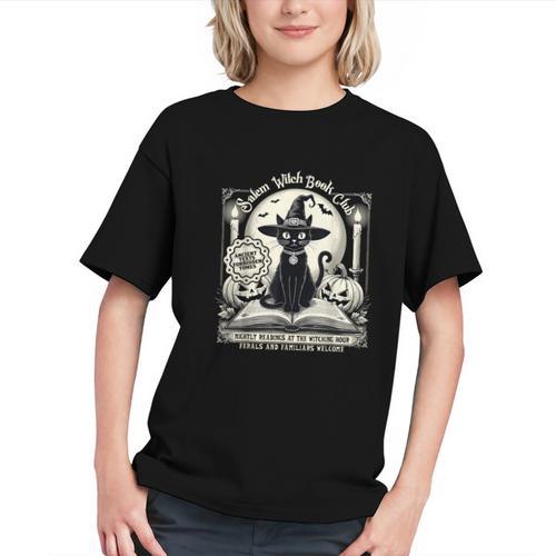 Salem Witch Book Club Vintage Halloween Cat Book Lover Graphic Youth - Bookorys DE