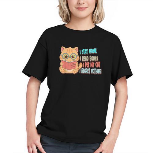 Stay Home Read Books Pet My Cat Regret Nothing Cats Book Graphic Youth - Bookorys