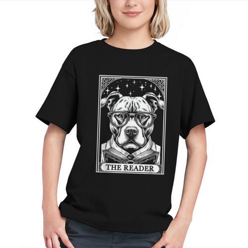 Tarot Card Vintage Pit Bull Pittie Dog Book Lover The Reader Graphic Youth - Bookorys UK