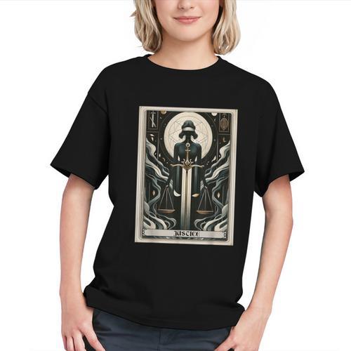 Tarot Cards Guide Book Esoteric Mysticism Clothing Tarot Card Justice Graphic Youth - Bookorys