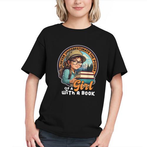 Never Underestimate The Power Of a Girl With a Book Reading Graphic Youth - Bookorys DE