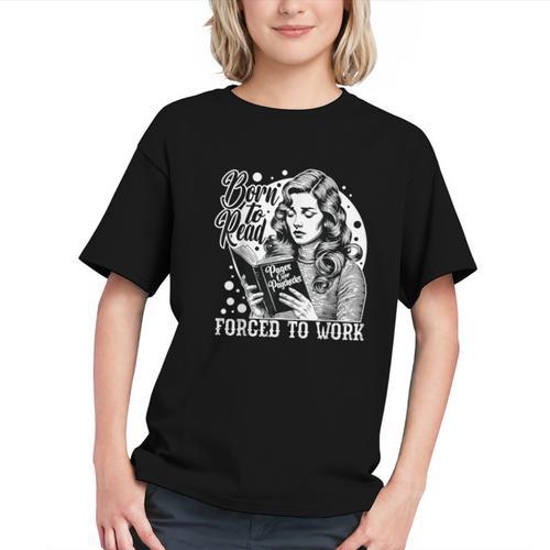 Vintage Reading Born To Read Forced To Work Book Lover Graphic Youth - Bookorys
