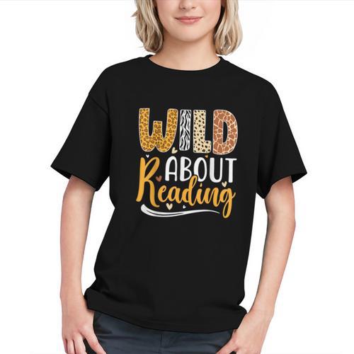Wild About Reading Lover Bookworm Library Teacher Zoo Animal Graphic Youth - Bookorys AU