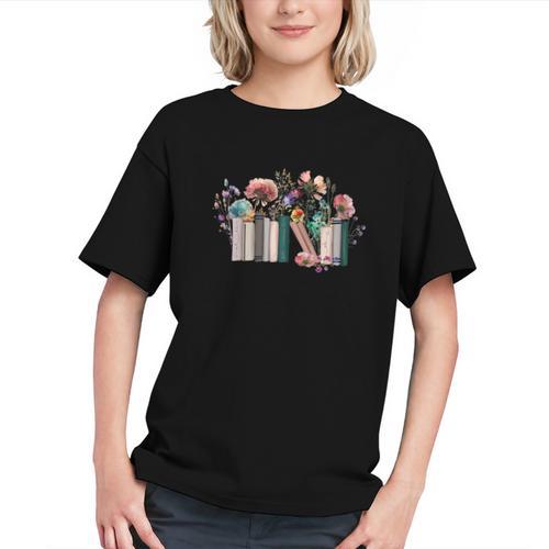 Women Book Lover Shirt Wildflowers Cottagecore Flowers Book Graphic Youth - Bookorys CA