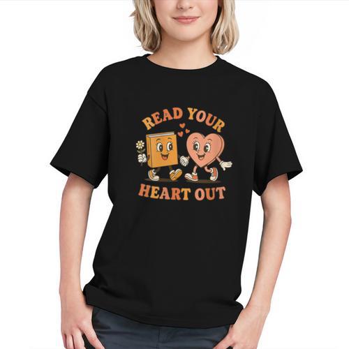 Women's Read Your Heart Out Teacher Valentines Reading Book Love Graphic Youth - Bookorys