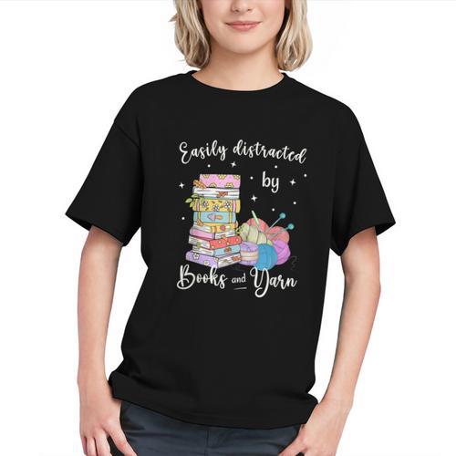 Yarn Quote Easily Distracted By Books And Yarn Reader Graphic Youth - Bookorys DE