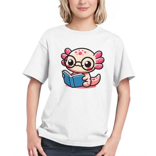 Adorable Book Lover Axolotl With Reading Glasses Cute Graphic Youth - Bookorys