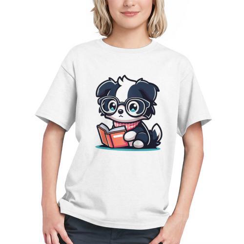 Adorable Book Lover Border Collie With Reading Glasses Cute Raglan Baseball Tee Graphic Youth - Bookorys