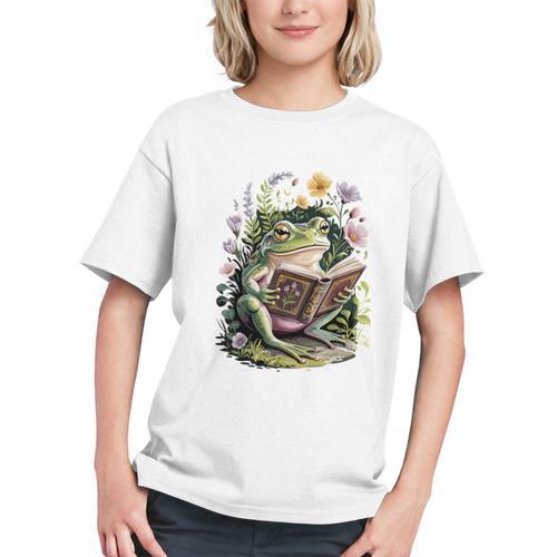 Aesthetic Cottagecore Frog Reading Book Floral Book Lover Graphic Youth - Bookorys CA