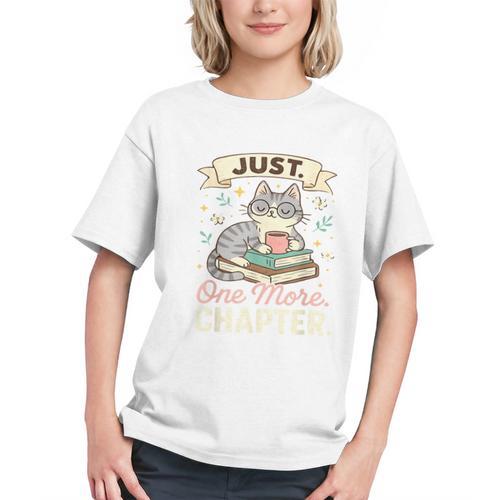 Book Lover Cute Cat Coffee Just 1 More Chapter Cozy Reading Graphic Youth - Bookorys