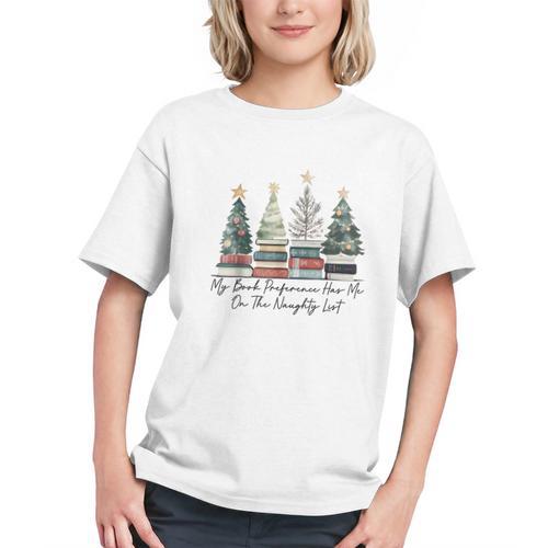 My Book Preference Has Me On The Naughty List Christmas Tree Graphic Youth - Bookorys DE