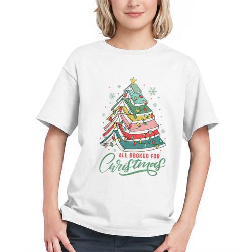 All Booked For Christmas Book Xmas Tree Lights Reading Girly Graphic Youth - Bookorys