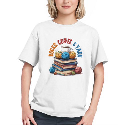 “Books Coffee & Yarn Enthusiast Cozy Reader Graphic Youth - Bookorys