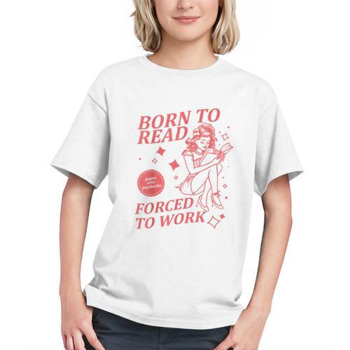 Born To Read Forced To Work Vintage Tee Book Lover Graphic Youth - Bookorys DE