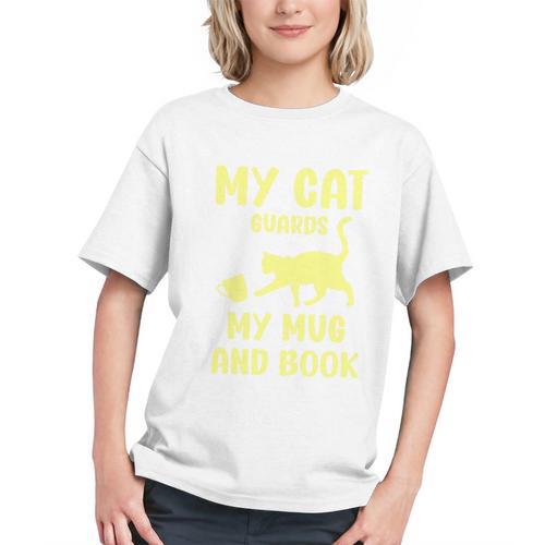 My Cat Guards My Mug And Book Humor Cats Premium Tri-Blend Graphic Youth - Bookorys AU