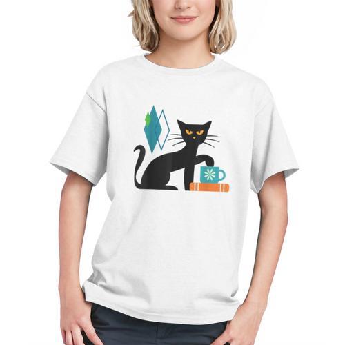 Cat Midcentury With Book And Coffee Atomic Age Mid Century Graphic Youth - Bookorys UK
