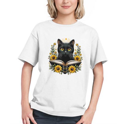 Cat For Women Book Lover Cute Cat And Book Graphic Youth - Bookorys