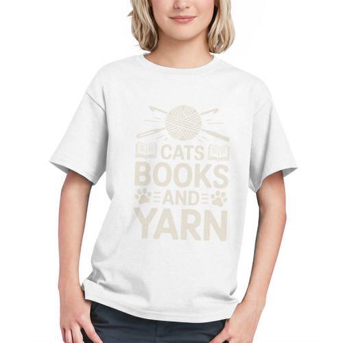 Cats Books And Yarn Crocheter Crocheting Graphic Youth - Bookorys UK