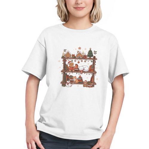 Christmas Cats Bookshelf Gingerbread Graphic Youth - Bookorys DE