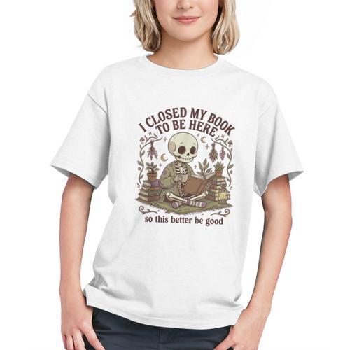 I Closed My Book To Be Here Cottagecore Skeleton Cute Reader Graphic Youth - Bookorys CA