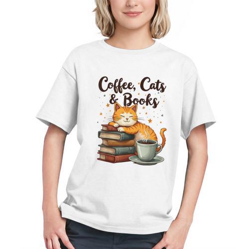Coffee Cats And Books Lover For Women & Girls Coffee Graphic Youth - Bookorys