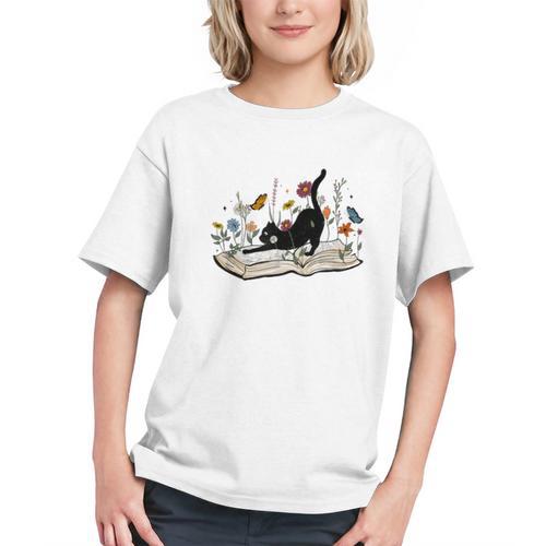 Cute Cat Flower Garden Book Kitty Reading Floral Men Women Girls Kids Graphic Youth - Bookorys UK