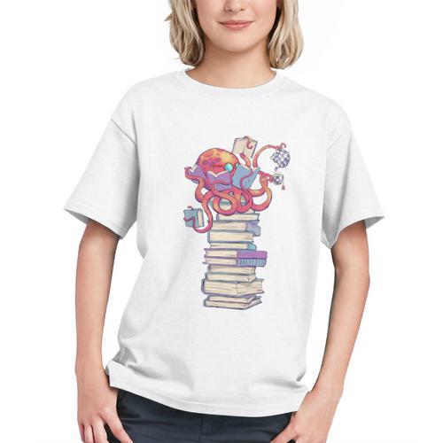 Cute Octopus Bookworm Fun Reading Tee For Book Lovers Graphic Youth - Bookorys AU