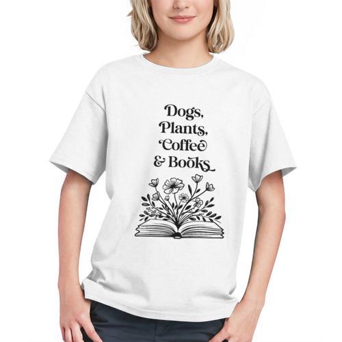 Dogs Plants Coffee Books Book Lover Dog Lover Reading Graphic Youth - Bookorys