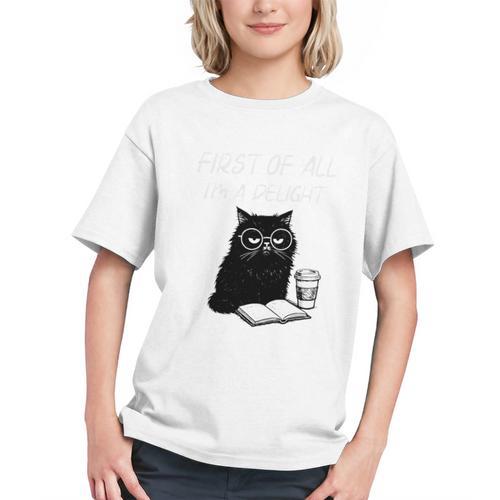First Of All I’m A Delight Cute Cat Books Coffee Humor Graphic Youth - Bookorys DE