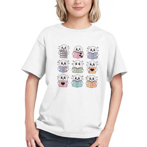 Halloween Ghosts Reading Books Pattern Spooky Kawaii Anime Graphic Youth - Bookorys DE