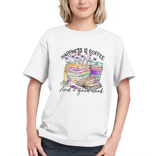 Happiness Is Coffee And a Good Book Women Love Reading Book Graphic Youth - Bookorys CA